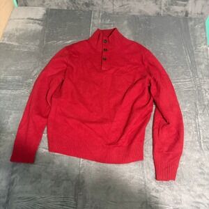Polo Ralph Lauren Sweater Mens XL Red Merino Wool Rabbit Hair Button Neck Angora